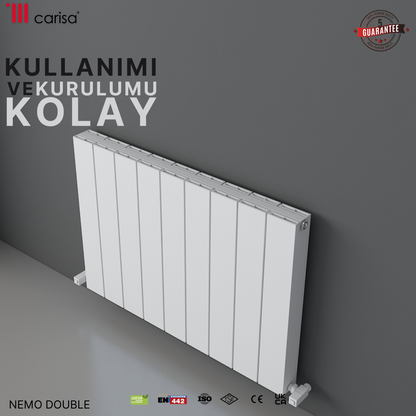 Carisa Nemo Double Alüminyum Radyatör Beyaz Standart Bağlantı
