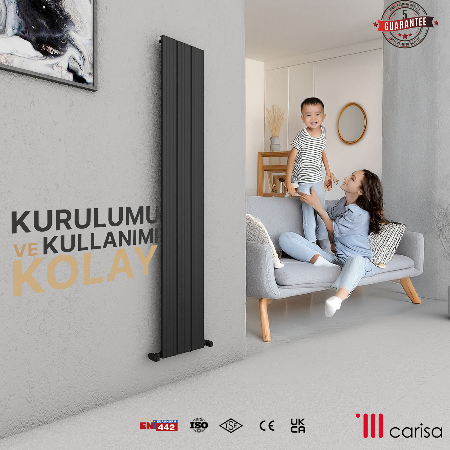Carisa Chambord Dikey Alüminyum Radyatör Modern Tasarım Siyah