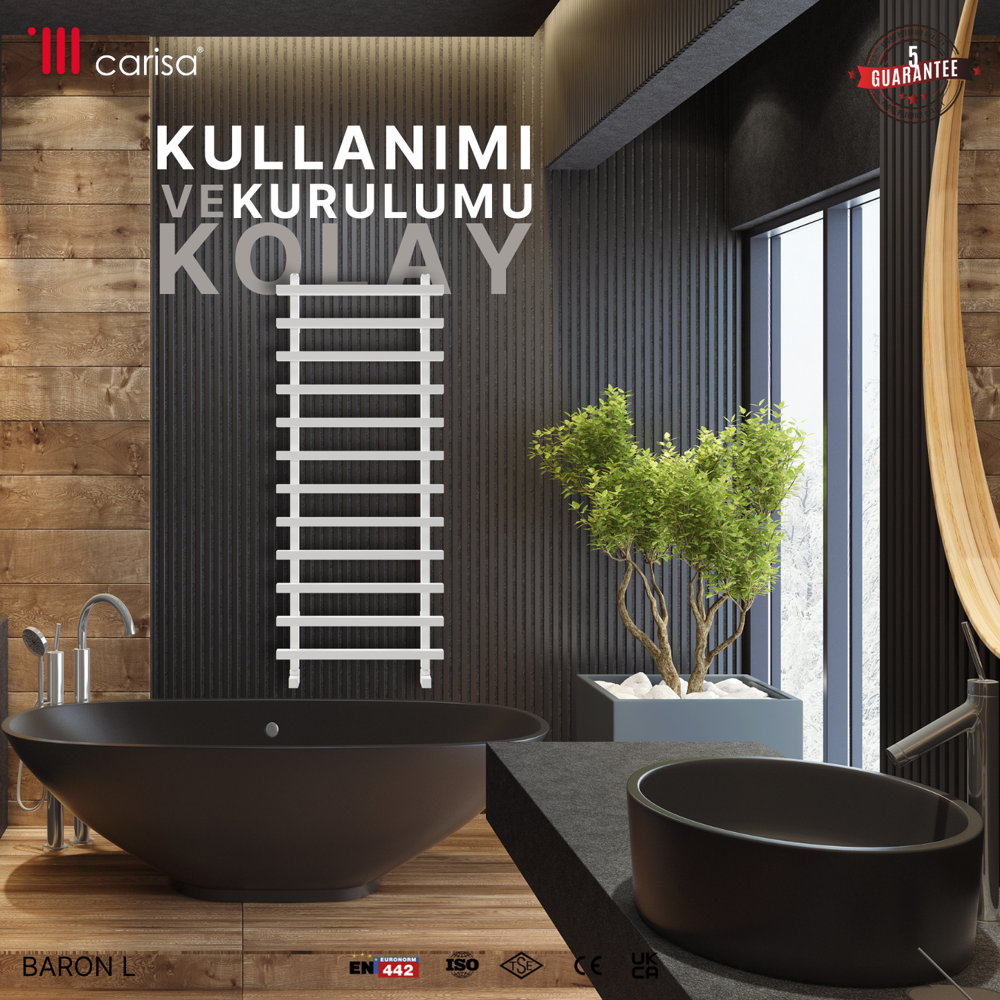 Carisa Baron L Alüminyum Havlupan Modern Tasarım Beyaz