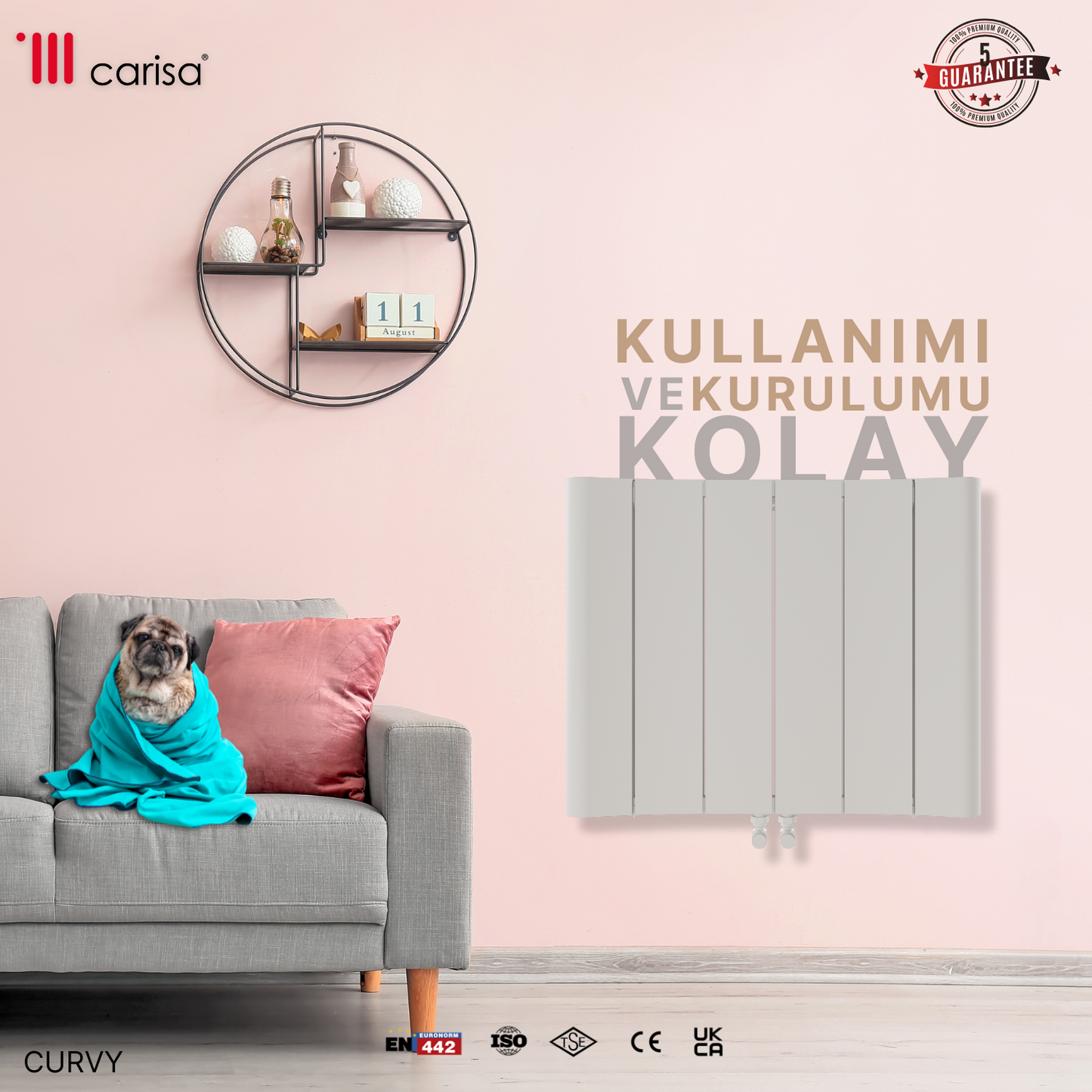 Carisa Curvy Yatay Alüminyum Radyatör Modern Tasarım Beyaz