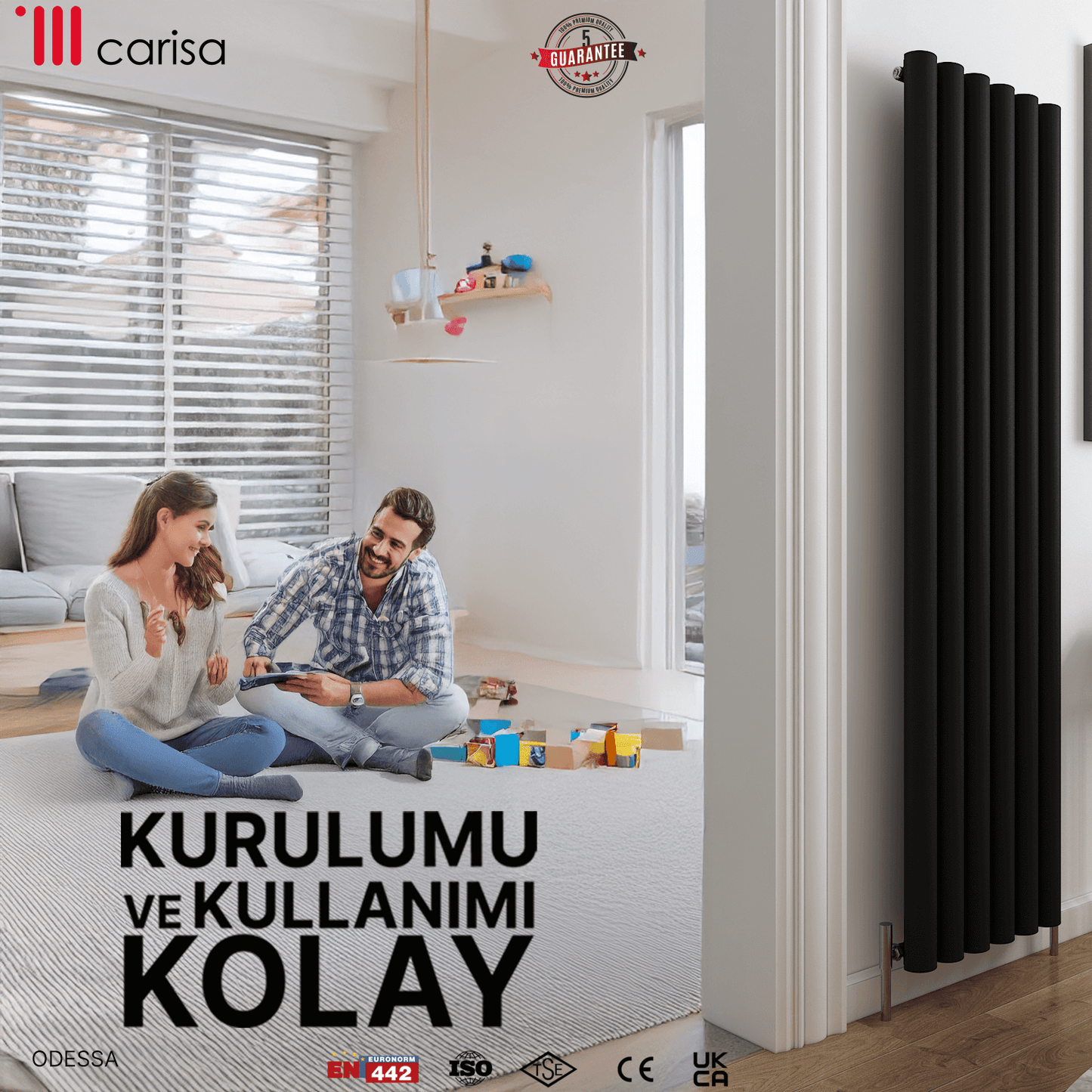 Carisa Odessa Dikey Alüminyum Radyatör Modern Tasarım Antrasit