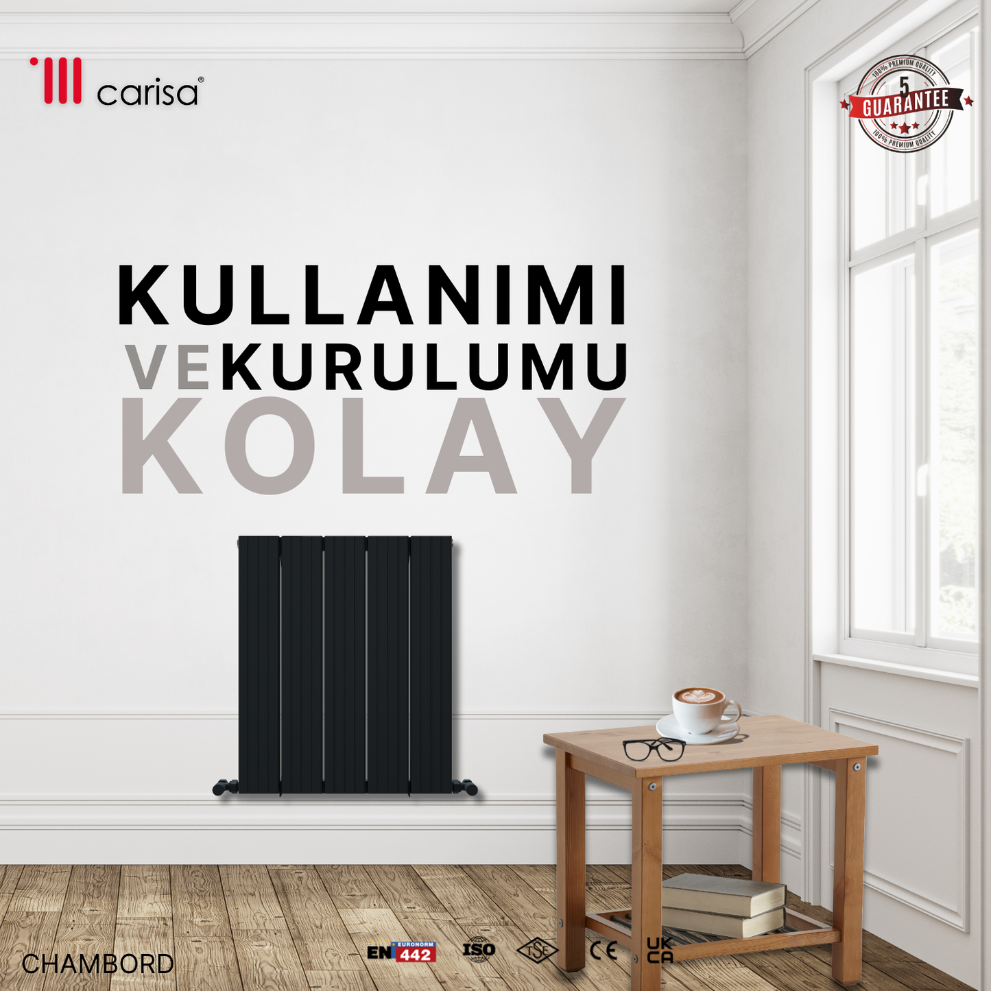 Carisa Chambord Yatay Alüminyum Radyatör Modern Tasarım Antrasit