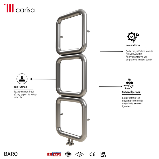 Carisa Baro Paslanmaz Çelik Havlupan Modern Tasarım Satine