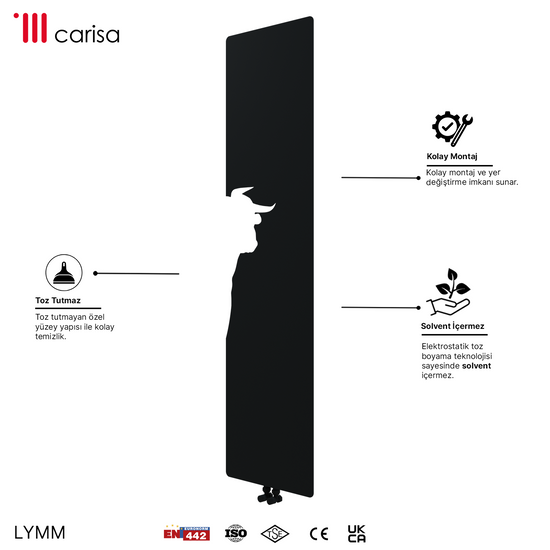 Carisa Lymm Dikey İnce Tasarım Çelik Radyatör Modern Tasarım Siyah