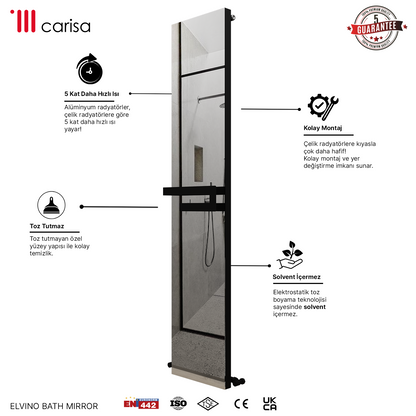 Carisa Elvino Bath Mirror Alüminyum Havlupan Modern Tasarım Siyah