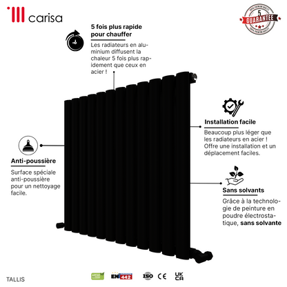 Carisa Tallis Yatay Alüminyum Radyatör Modern Tasarım Siyah