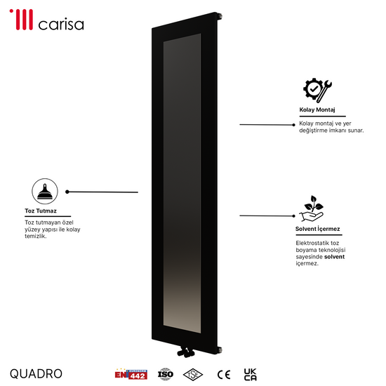 Carisa Quadro Dikey Alüminyum Radyatör Modern Tasarım Siyah