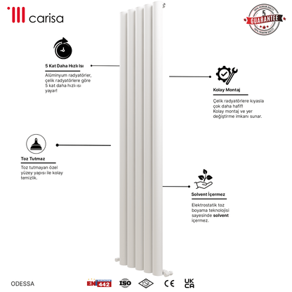 Carisa Odessa Dikey Alüminyum Radyatör Modern Tasarım Beyaz