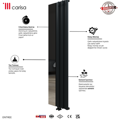 Carisa Entree Dikey Alüminyum Radyatör Modern Tasarım Antrasit