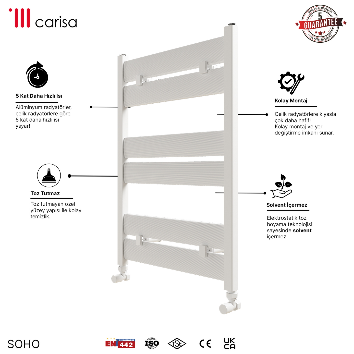 Carisa Soho Alüminyum Havlupan Modern Tasarım Beyaz