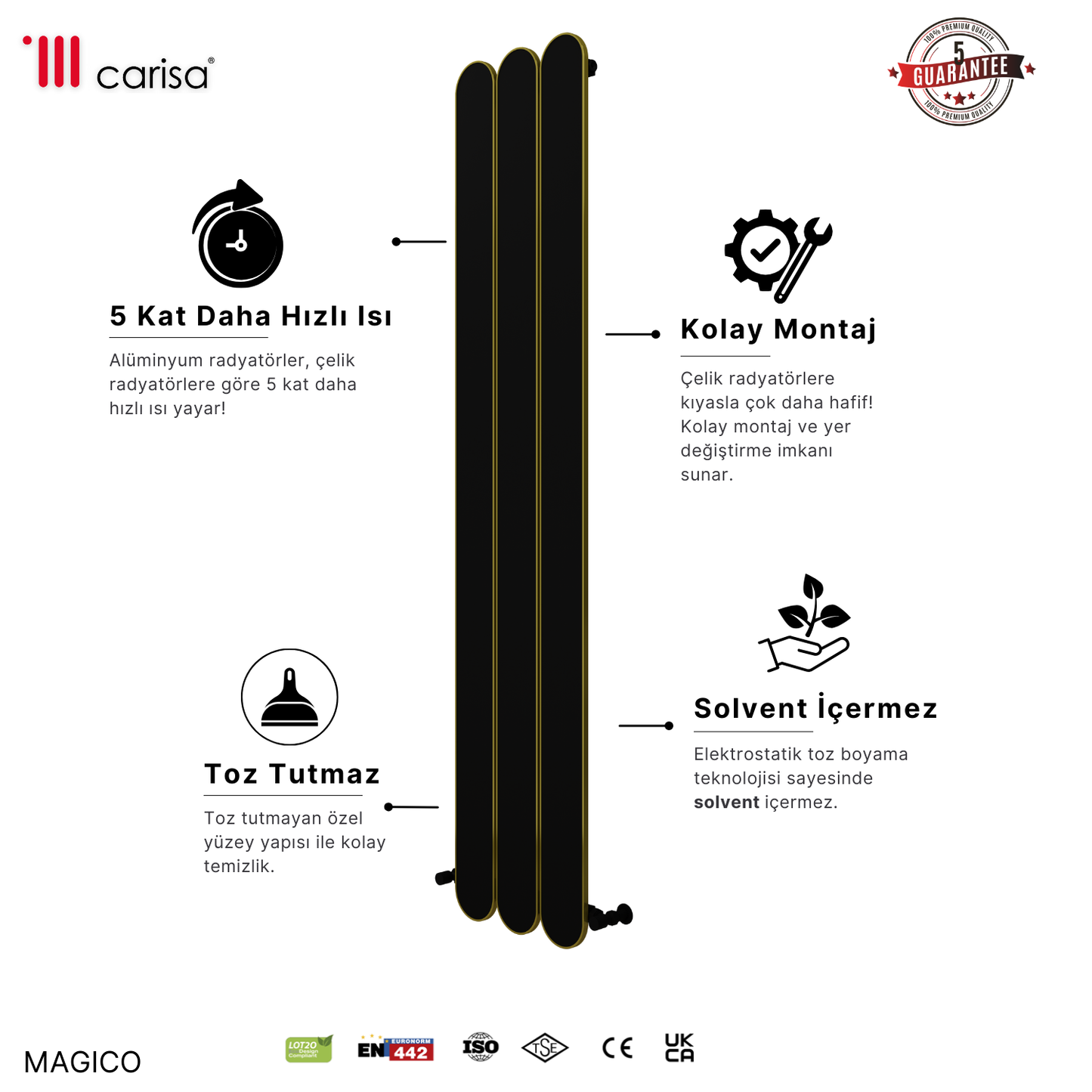 Carisa Magico Bath Alüminyum Havlupan Modern Tasarım Siyah