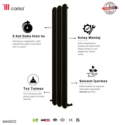 Carisa Magico Bath Alüminyum Havlupan Modern Tasarım Siyah