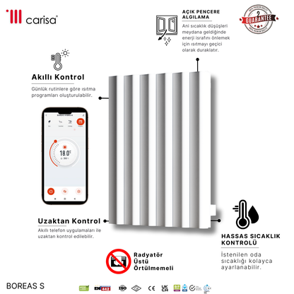 Carisa Burano S Yatay Alüminyum Radyatör Modern Tasarım Beyaz