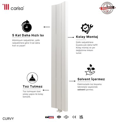 Carisa Curvy Dikey Alüminyum Radyatör Modern Tasarım Beyaz