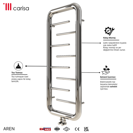 Carisa Aren Paslanmaz Çelik Havlupan Modern Tasarım Ayna Polisaj