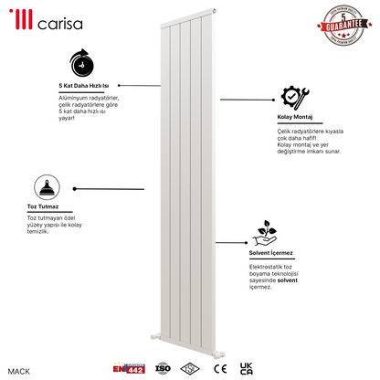 Carisa Mack Dikey Alüminyum Radyatör Modern Tasarım Beyaz