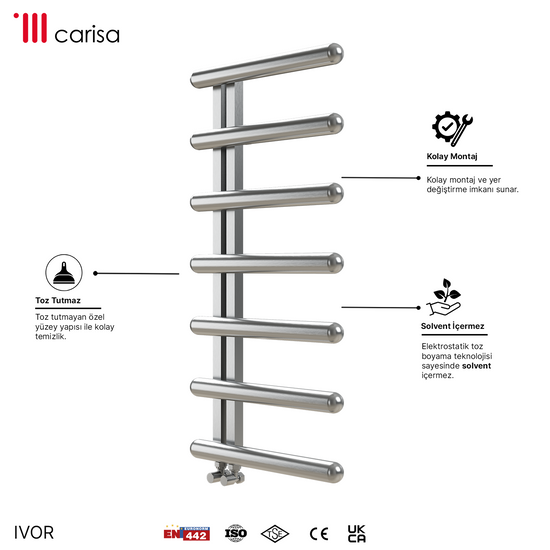 Carisa Ivor Paslanmaz Çelik Havlupan Modern Tasarım Ayna Polisaj