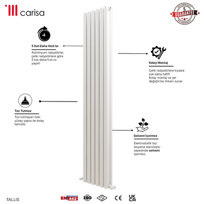 Carisa Tallis Double Alüminyum Radyatör Beyaz Standart Bağlantı.