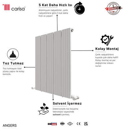 Carisa Angers Alüminyum Radyatör Beyaz Standart Bağlantı