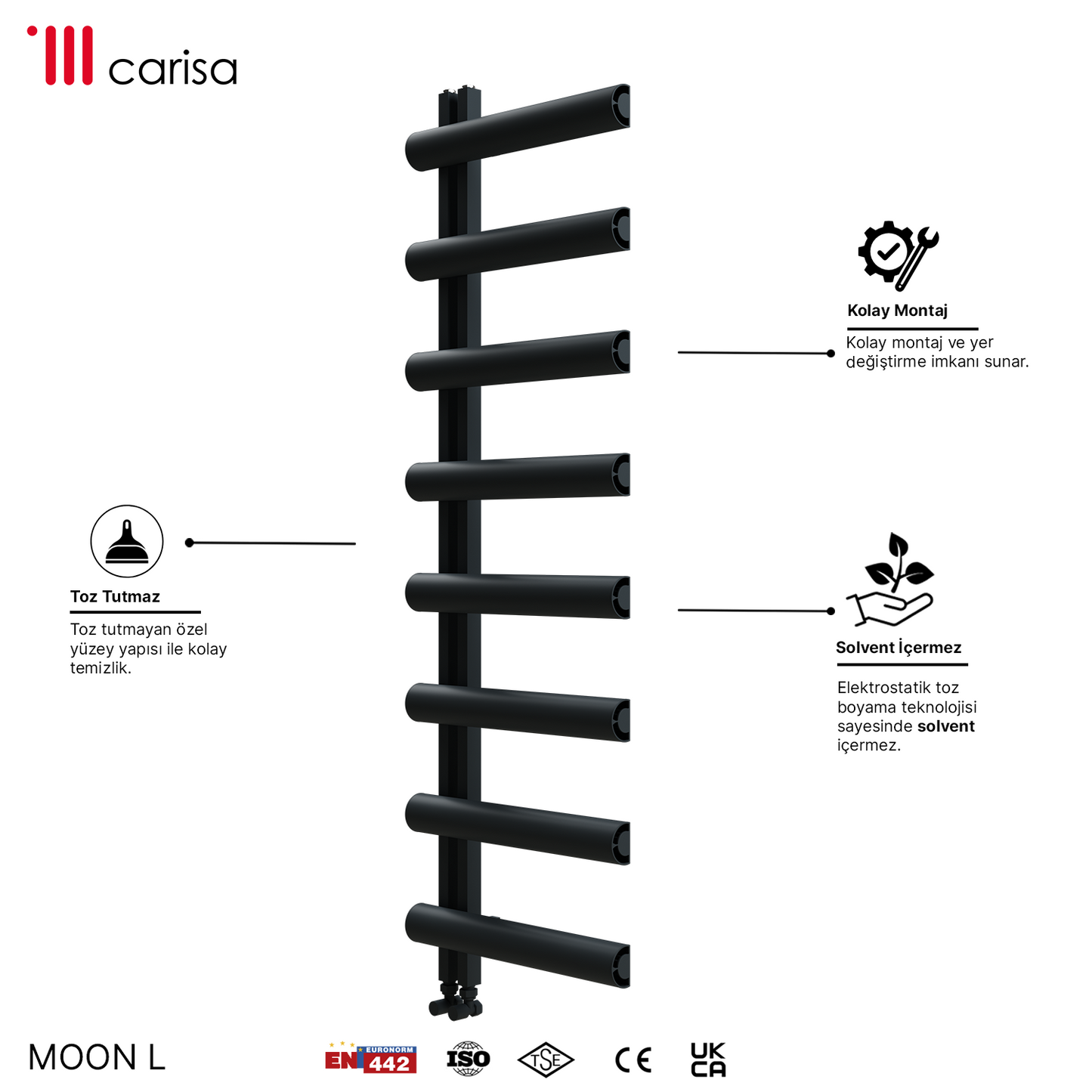 Carisa Moon L Alüminyum Havlupan Modern Tasarım Siyah