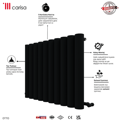 Carisa Otto Yatay Alüminyum Radyatör Modern Tasarım Antrasit