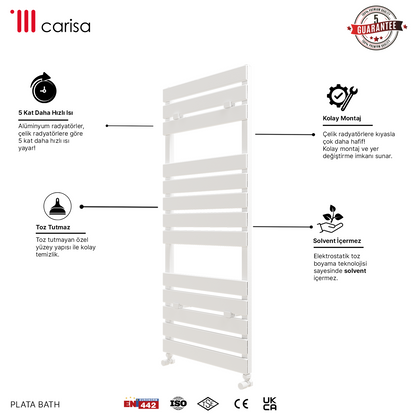 Carisa Plata Bath Alüminyum Havlupan Modern Tasarım Beyaz