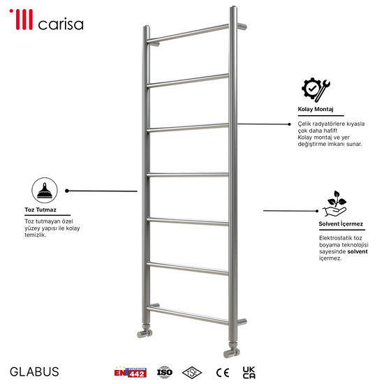 Carisa Globus Paslanmaz Çelik Havlupan Modern Tasarım Ayna Polisaj