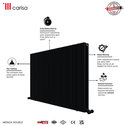 Carisa Monza Yatay Alüminyum Radyatör Modern Tasarım Antrasit