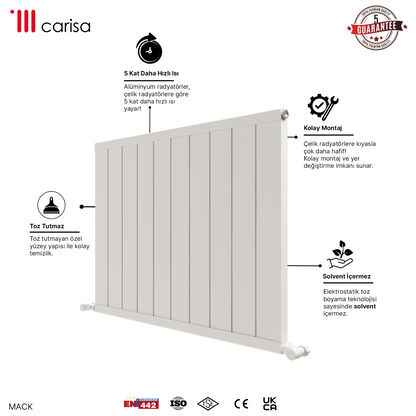 Carisa Mack Yatay Alüminyum Radyatör Modern Tasarım Beyaz