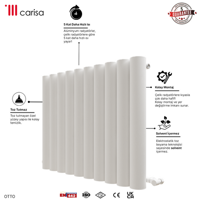 Carisa Otto Yatay Alüminyum Radyatör Modern Tasarım Beyaz