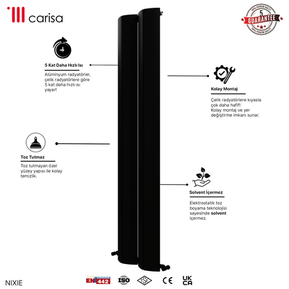 Carisa Nixie Alüminyum Radyatör Siyah Standart Bağlantı