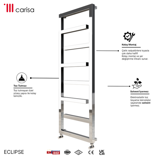 Carisa Eclipse Paslanmaz Çelik Havlupan Modern Tasarım Ayna Polisaj