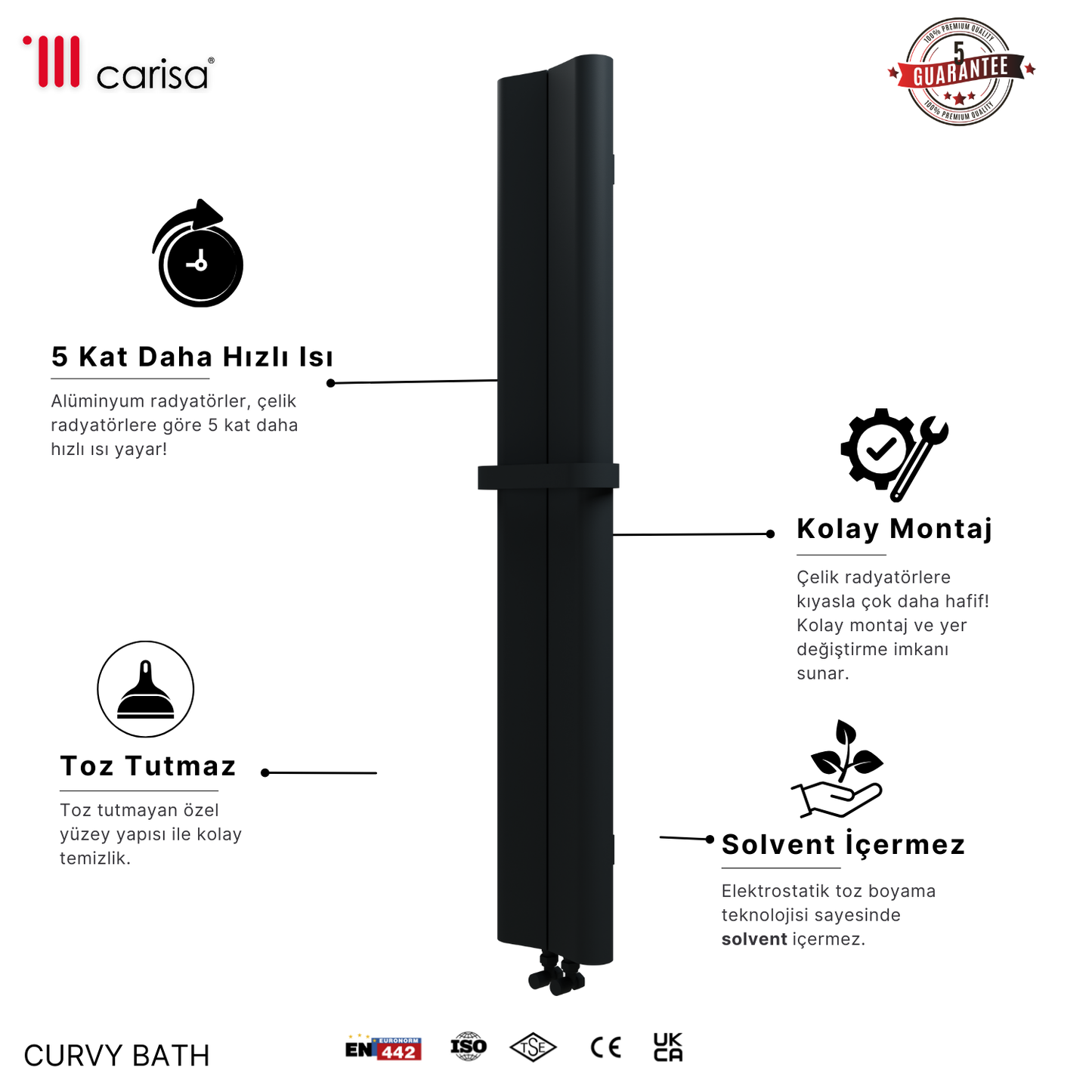 Carisa Curvy Bath Alüminyum Havlupan Modern Tasarım Antrasit