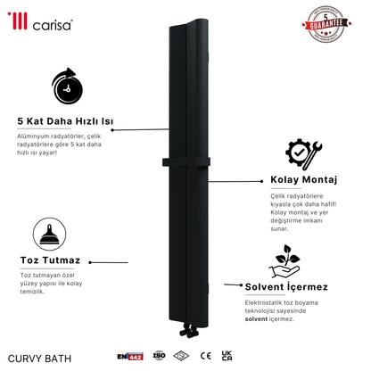 Carisa Curvy Bath Alüminyum Havlupan Modern Tasarım Antrasit