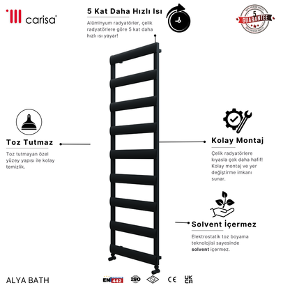 Carisa Alya Bath Alüminyum Havlupan Modern Tasarım Antrasit