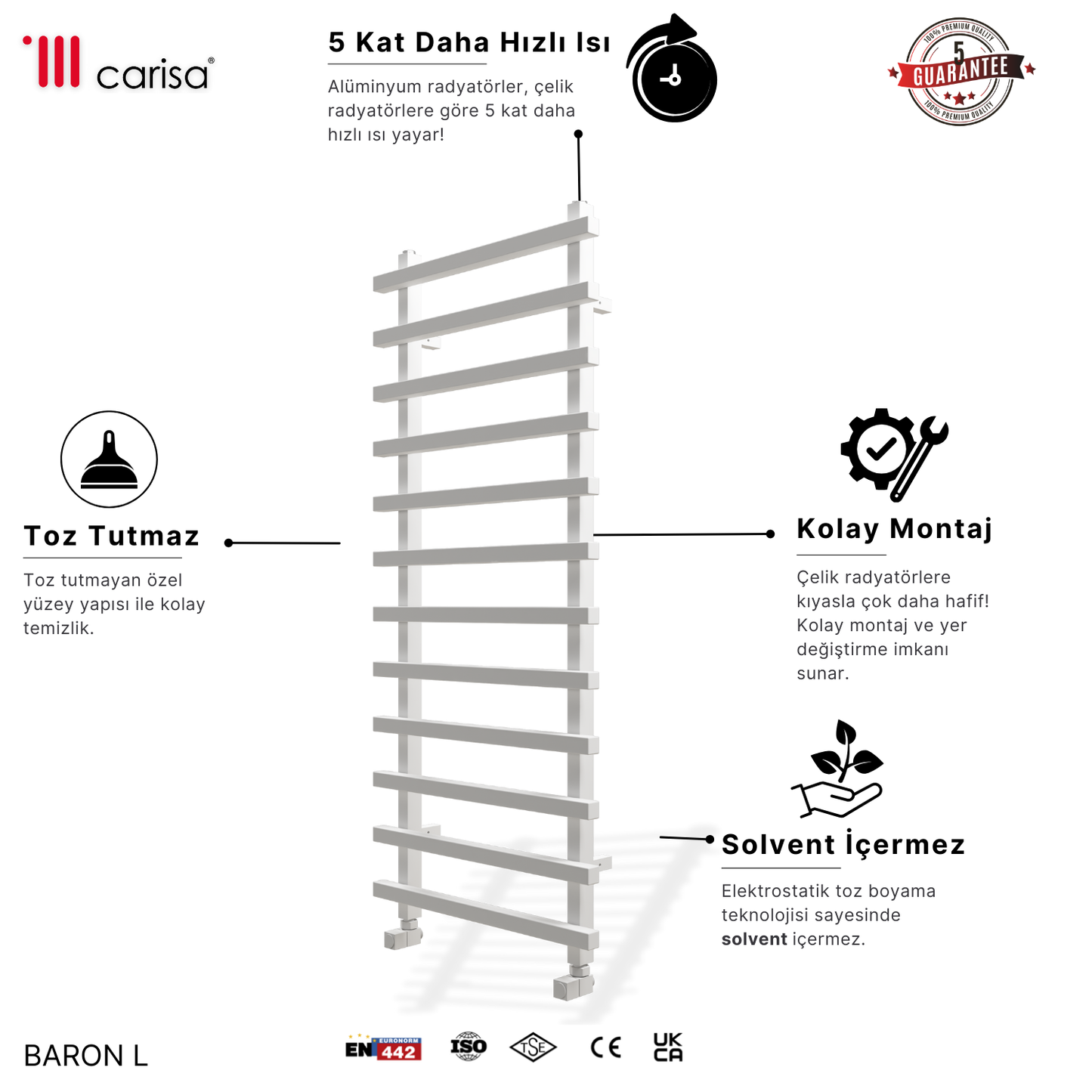 Carisa Baron L Alüminyum Havlupan Modern Tasarım Beyaz