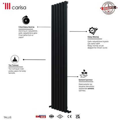 Carisa Tallis Dikey Alüminyum Radyatör Modern Tasarım Antrasit