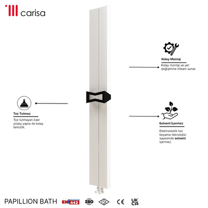 Carisa Papillion Bath Alüminyum Havlupan Modern Tasarım Beyaz