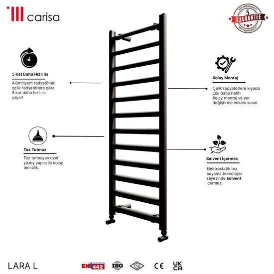 Carisa Lara L Alüminyum Havlupan Modern Tasarım Siyah