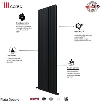 Carisa Plata Dikey Alüminyum Radyatör Modern Tasarım Antrasit
