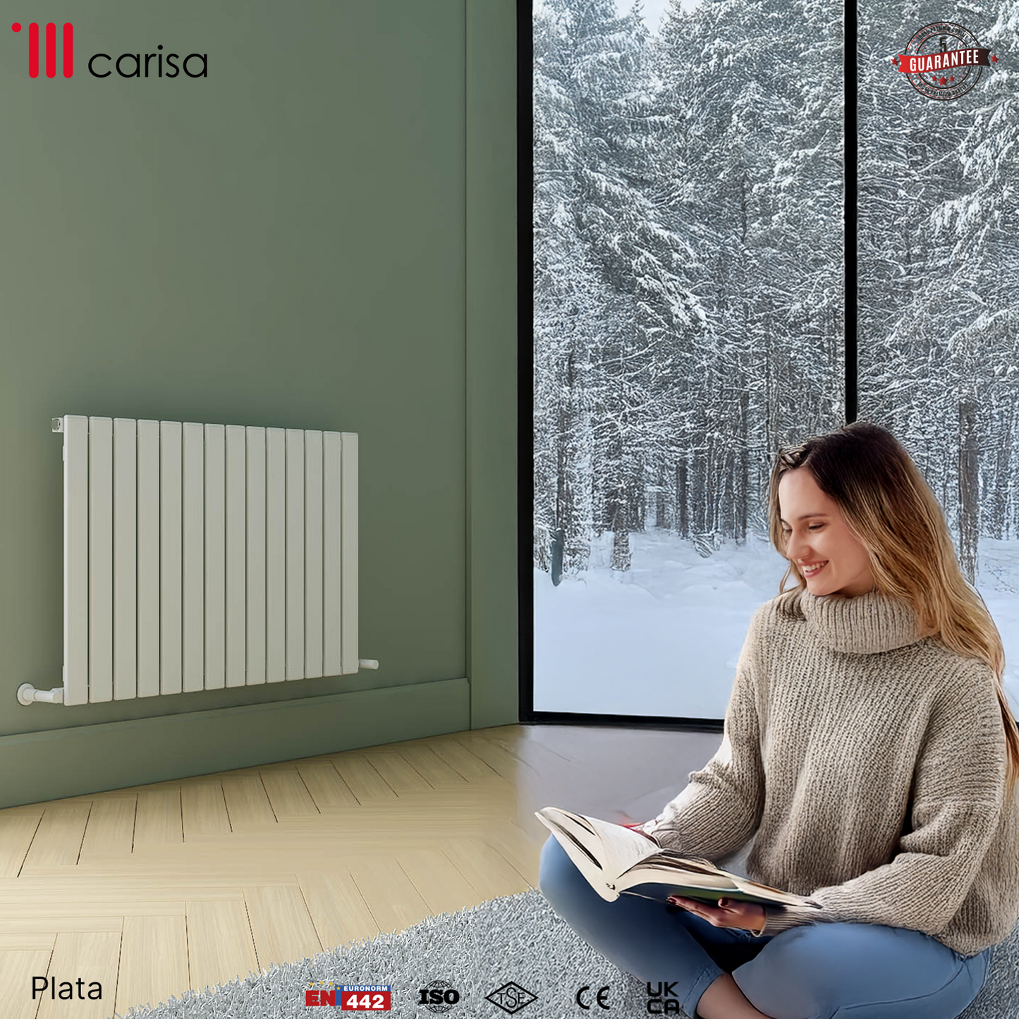 Carisa Plata Yatay Alüminyum Radyatör Modern Tasarım Beyaz