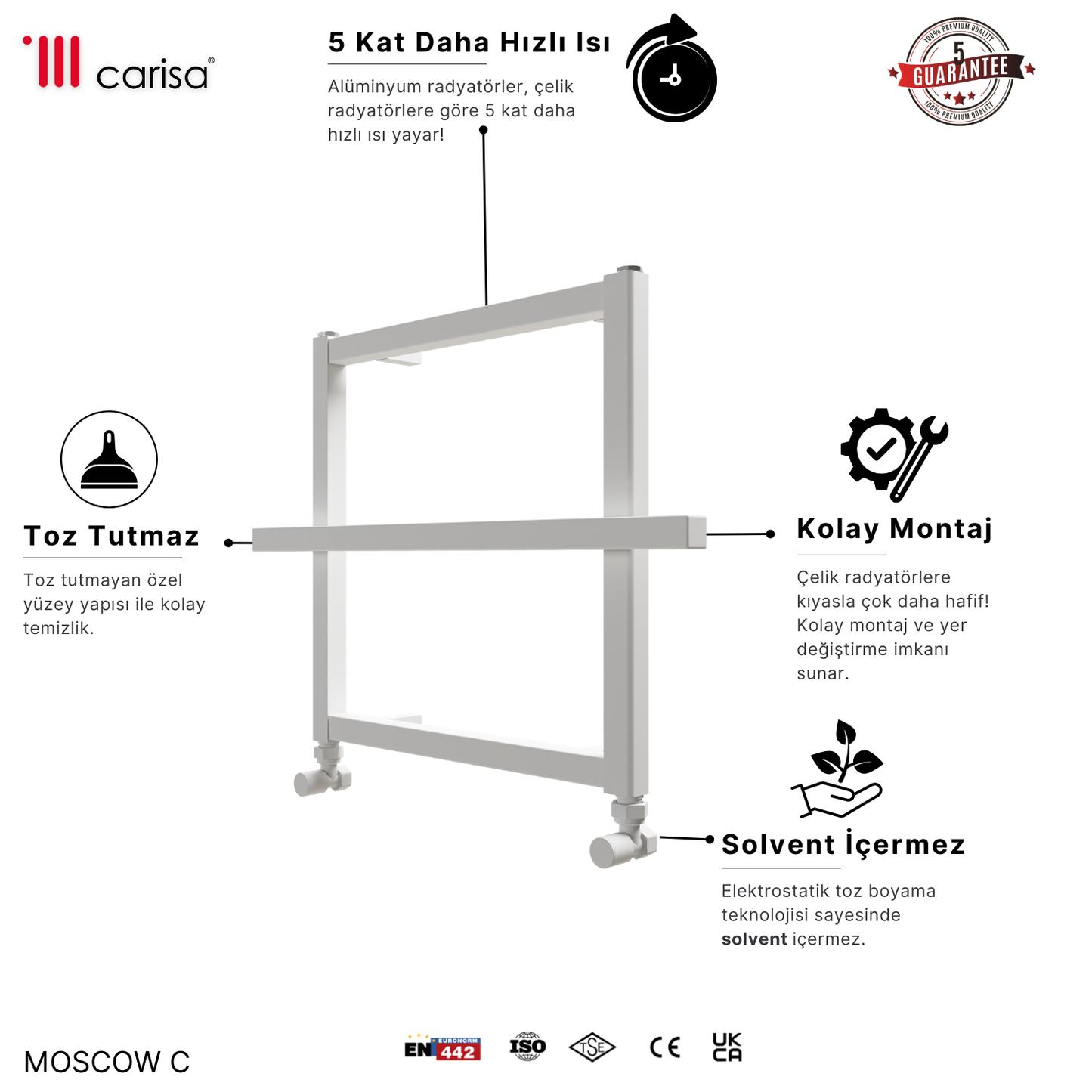 Carisa Ajax Alüminyum Havlupan Modern Tasarım Beyaz