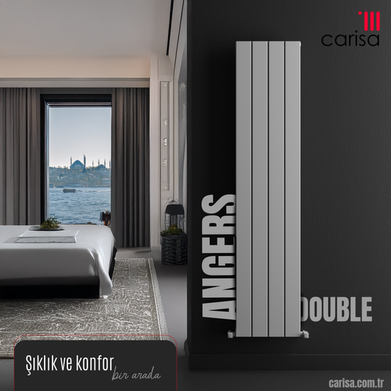 Carisa Angers Double Dikey Alüminyum Radyatör Modern Tasarım Beyaz