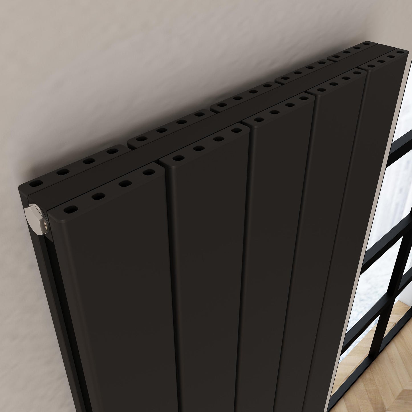 Carisa Angers Double Dikey Alüminyum Radyatör Modern Tasarım Siyah