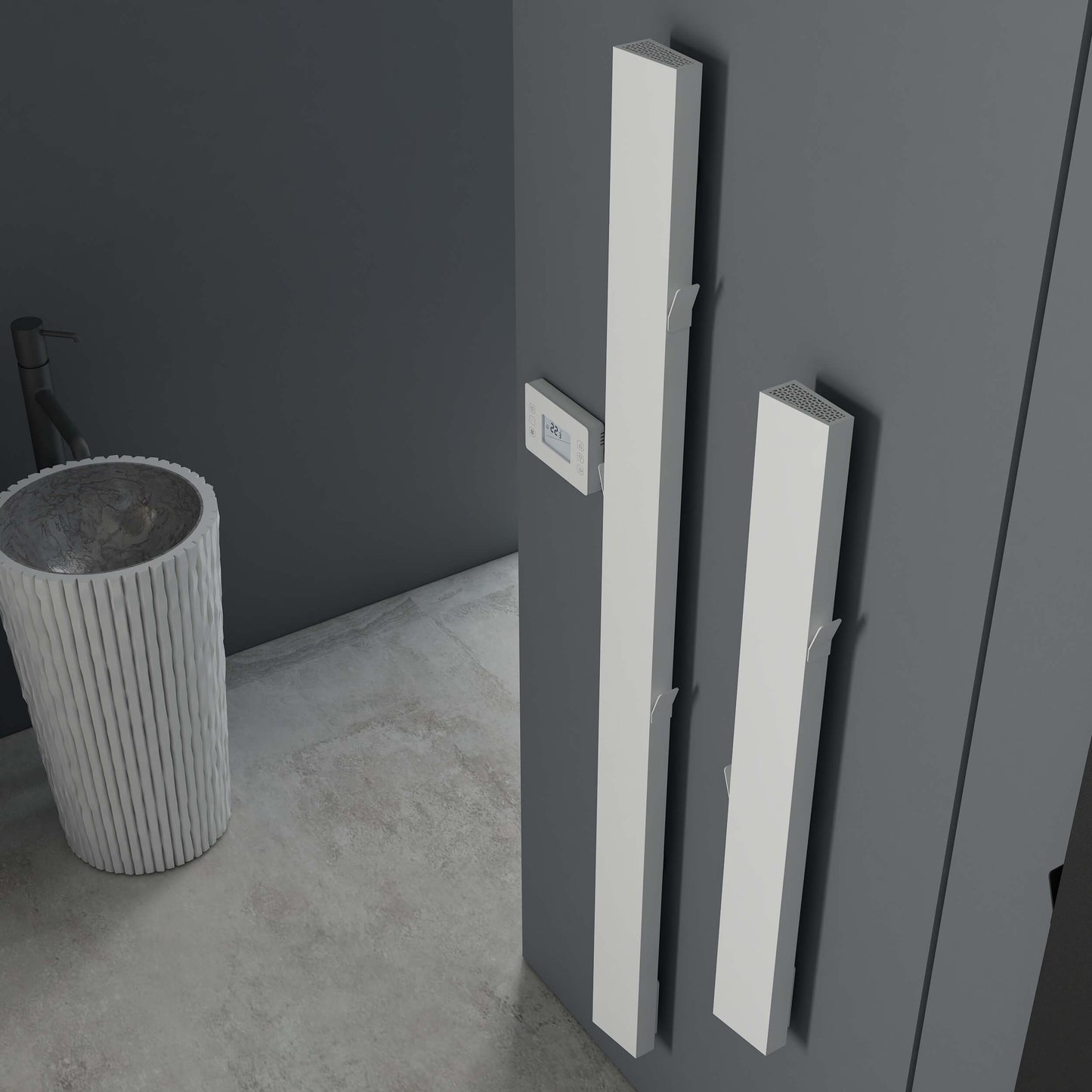 Carisa Boreas Notus S Dikey Elektrikli Radyatör Modern Tasarım Beyaz