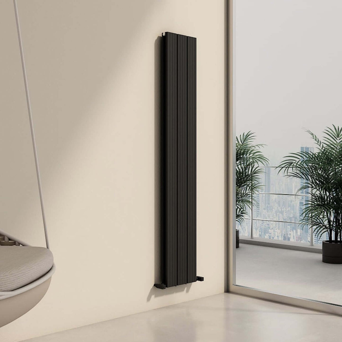 Carisa Chambord Double (Reverse Side Angers) Dikey Alüminyum Radyatör Modern Tasarım Siyah