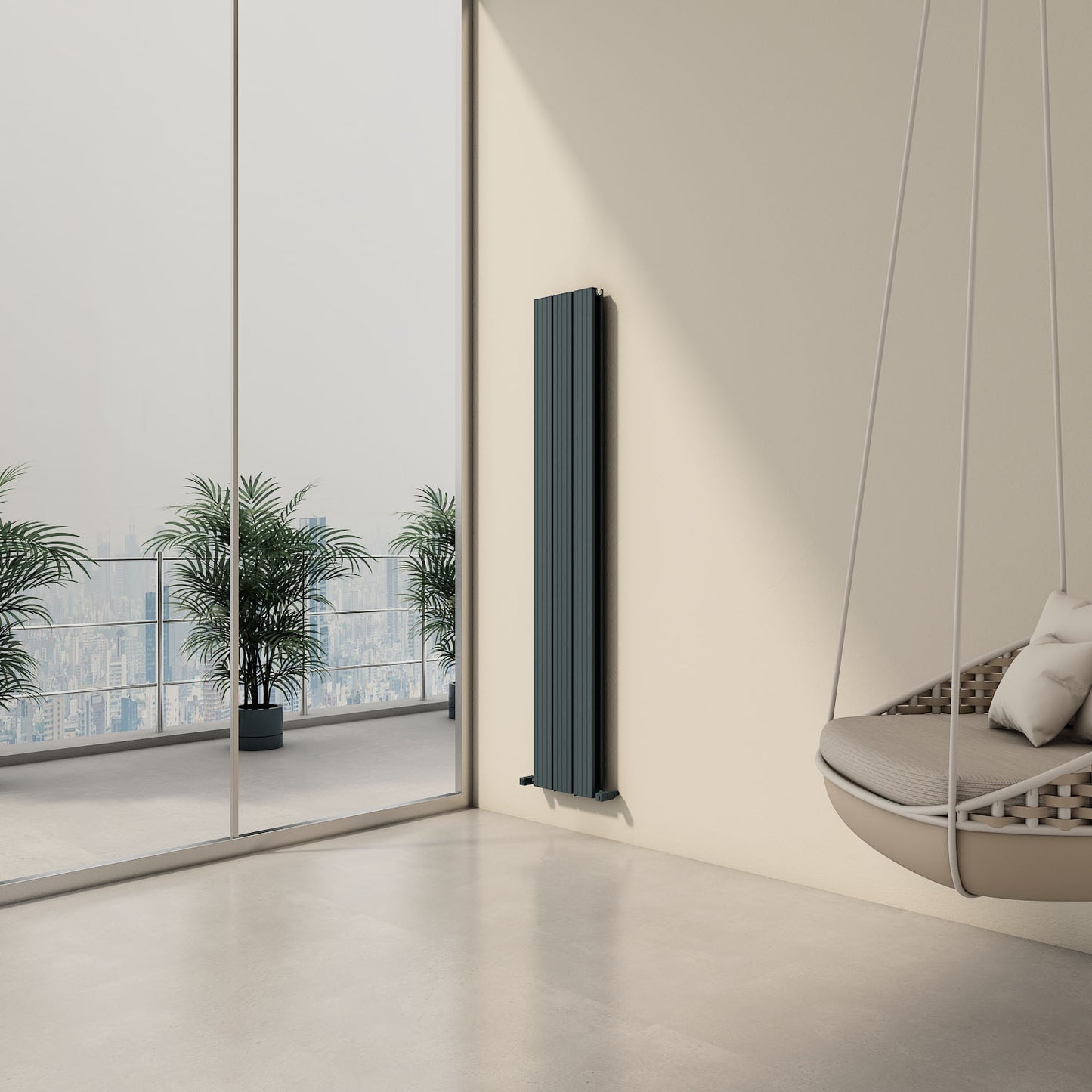 Carisa Chambord Double Dikey Alüminyum Radyatör Modern Tasarım Antrasit