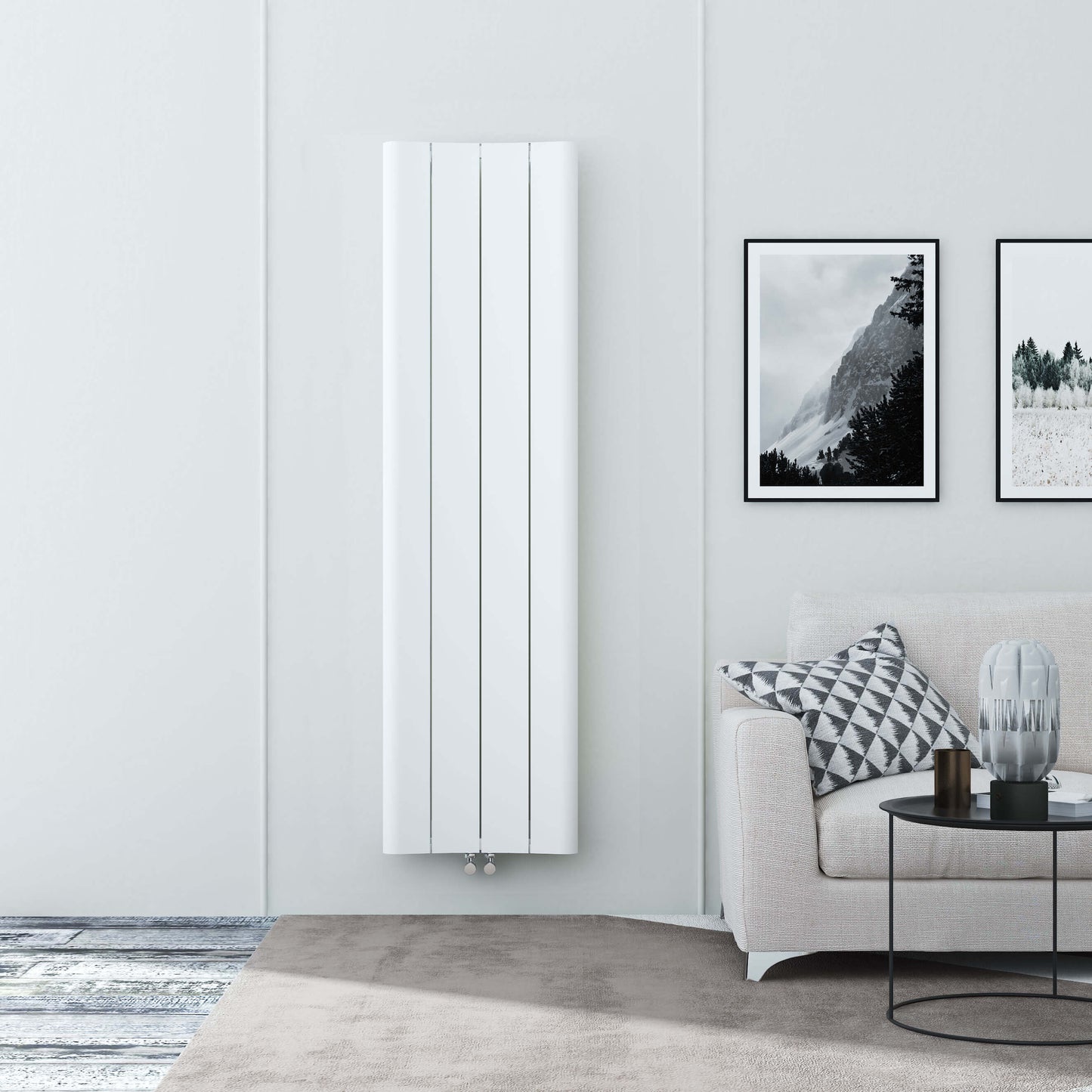 Carisa Curvy Dikey Alüminyum Radyatör Modern Tasarım Beyaz