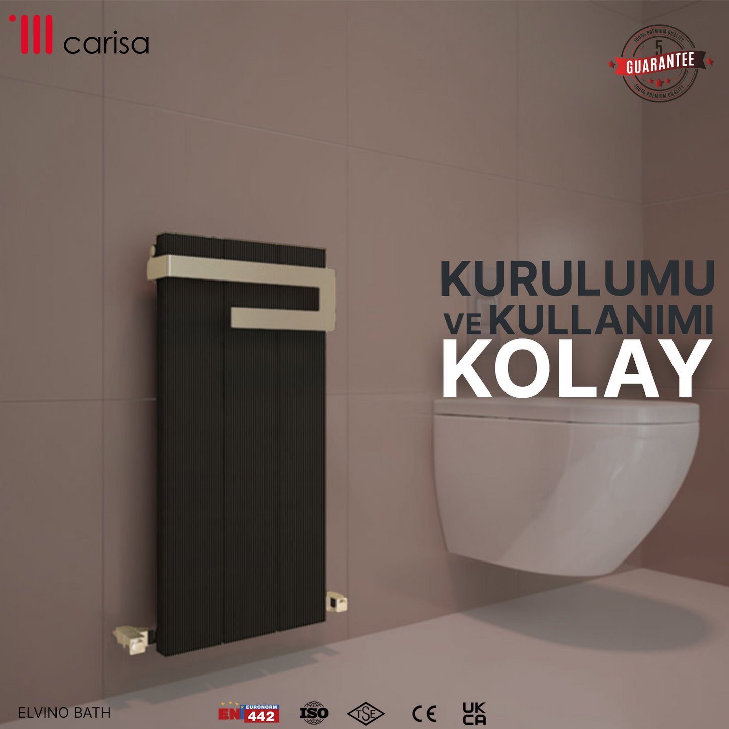 Carisa Elvino Bath Alüminyum Havlupan Modern Tasarım Siyah