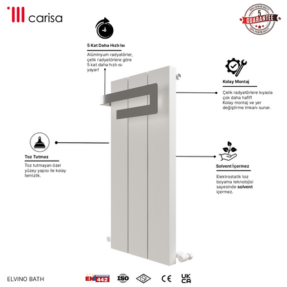 Carisa Elvino Bath Alüminyum Havlupan Modern Tasarım Beyaz